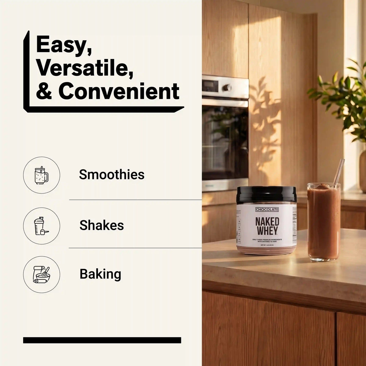 Chocolate Whey Protein Powder 1lb | Naked Chocolate Whey - 1LB