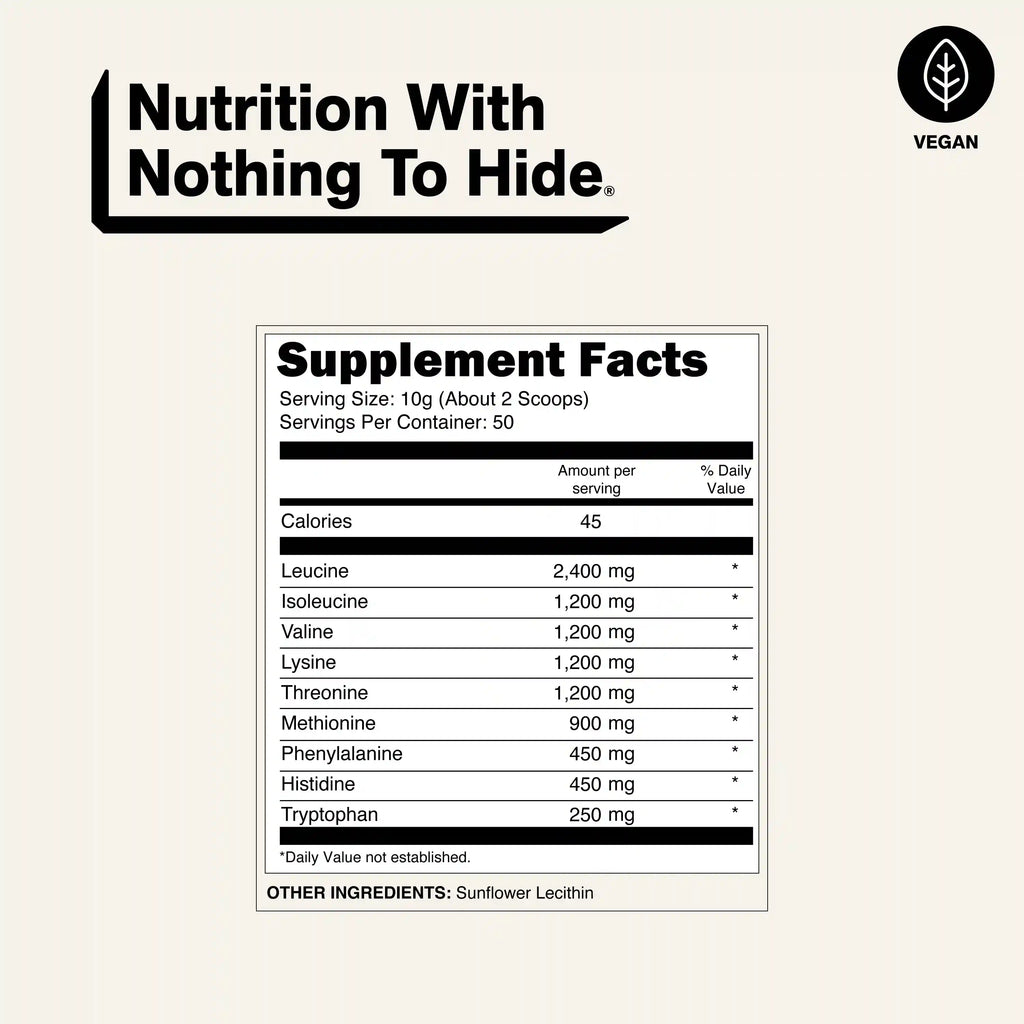 Essential Amino Acids Supplement | Naked EAAs - 50 Servings