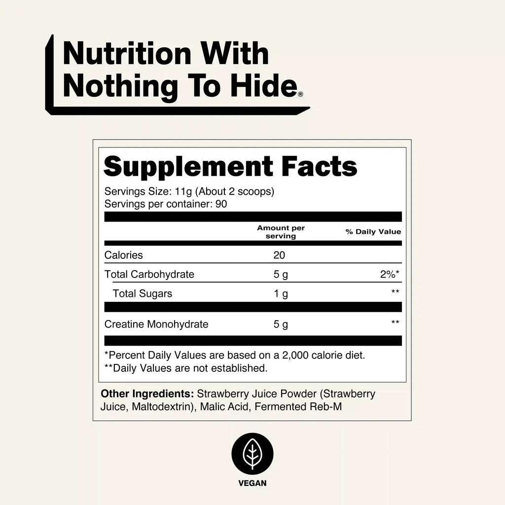 Strawberry Creatine Monohydrate Powder | Naked Creatine - 1.1LB