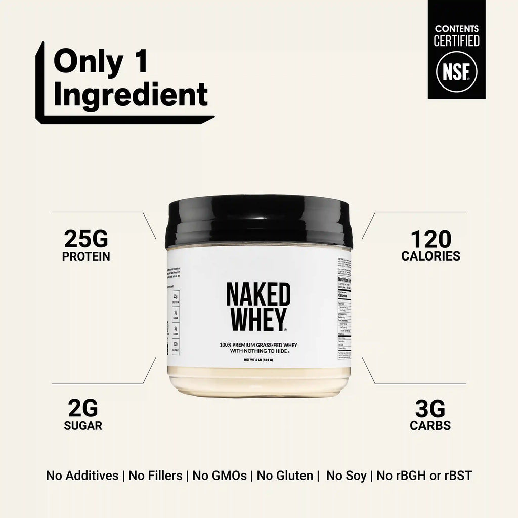 Grass Fed Whey Protein Powder | Naked Whey - 1LB